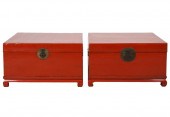 PAIR OF ASAIN LACQUERED TRUNKS