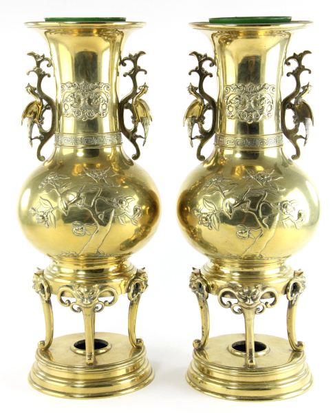 Pair of Asian Brass Censers20th