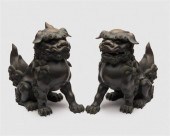 PAIR OF ASIAN BRONZE FOO LIONS