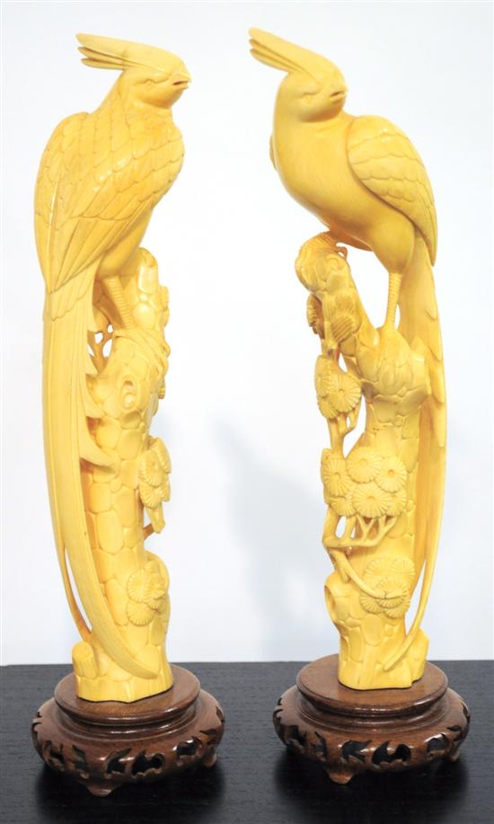 Pair of Asian craved ivory