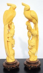 Pair of Asian craved ivory fig