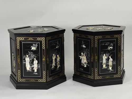 PAIR OF ASIAN HEXAGONAL