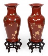 PAIR OF ASIAN-INSPIRED RED AND