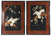 PAIR OF ASIAN LACQUER & CARVED