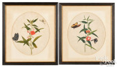 PAIR OF ASIAN OVAL WATERCOLORS