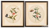 PAIR OF ASIAN OVAL WATERCOLORS