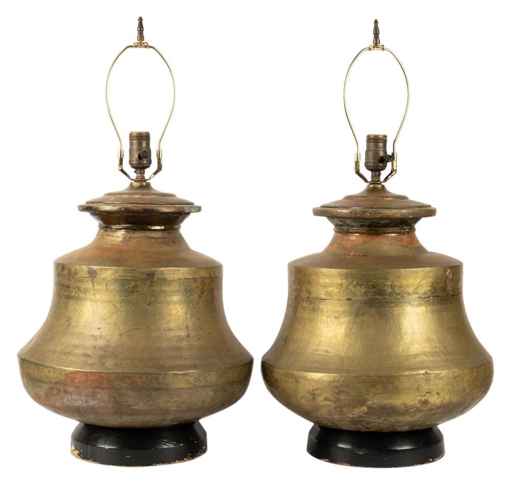 PAIR OF ASIAN-STYLE BRASS TABLE
