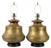 PAIR OF ASIAN-STYLE BRASS TABL