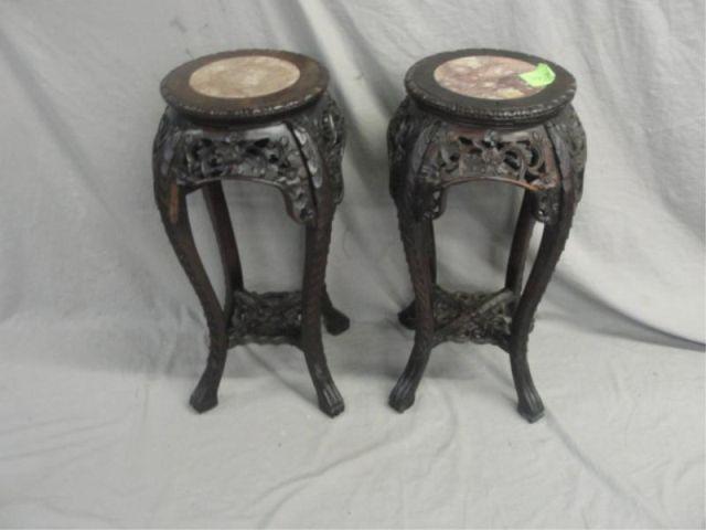 Pair of Asian Style Marbletop