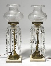 PAIR OF ASTRAL LAMPS WITH ETCH