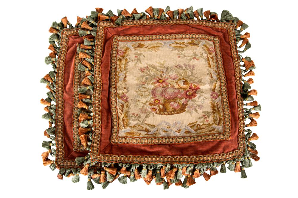 PAIR OF AUBUSSON NEEDLEWORK