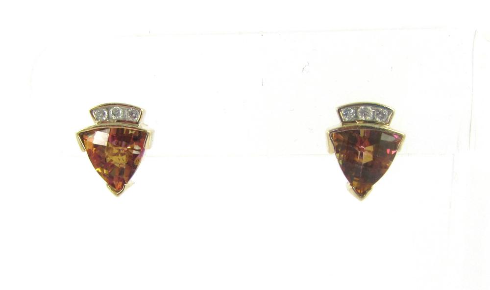 PAIR OF AZOTIC TOPAZ AND DIAMOND
