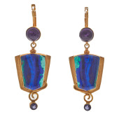 PAIR OF AZURITE, AMETHYST, IOL