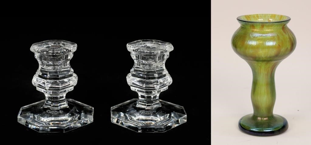 PAIR OF BACCARAT CANDLESTICKS,