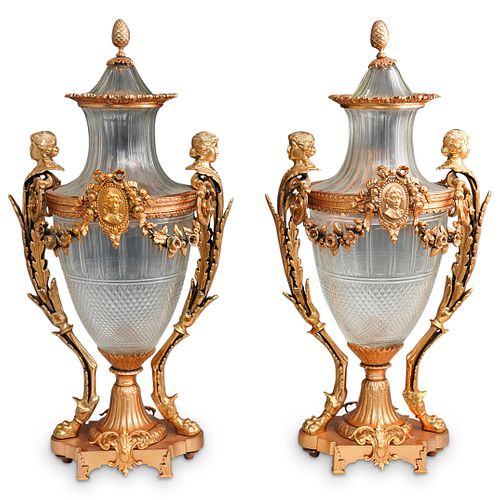 PAIR OF BACCARAT CRYSTAL AND GILT