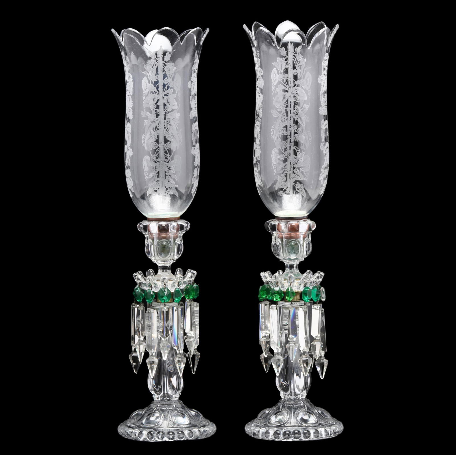 PAIR OF BACCARAT DROP PRISM CRYSTAL