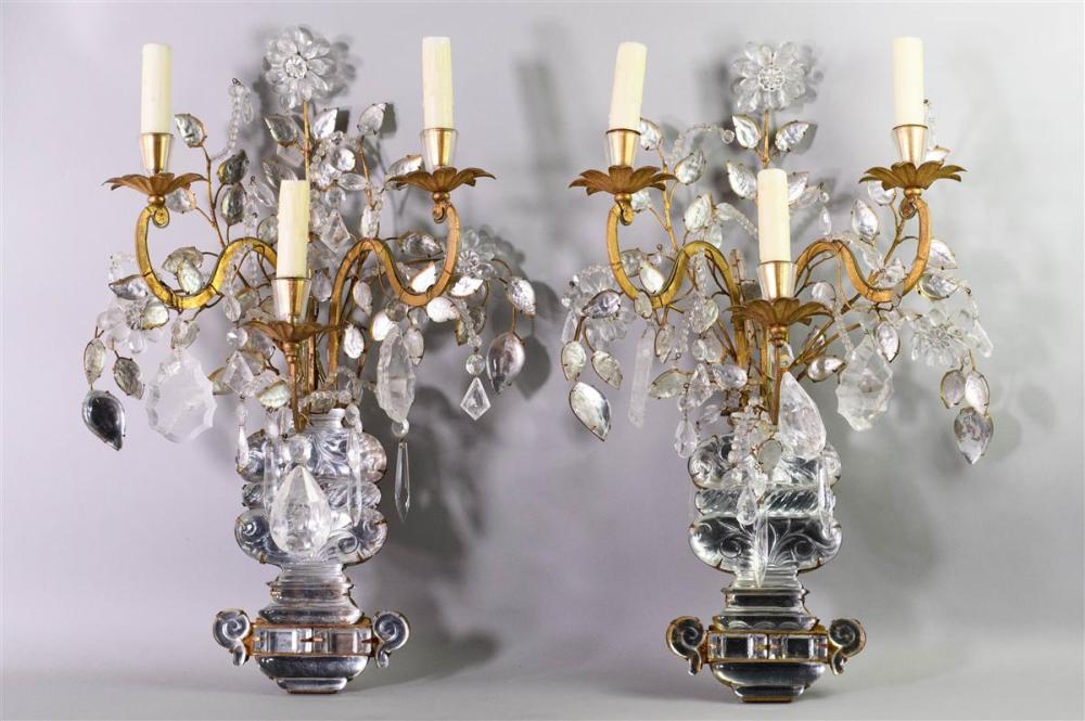 PAIR OF BAGUES STYLE GILT METAL AND