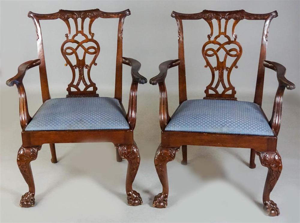 PAIR OF BAKER CHIPPENDALE STYLE ARM