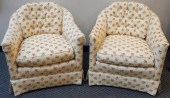 PAIR OF BAKER FLORAL UPHOLSTER