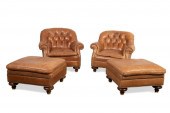 PAIR OF BAKER LEATHER CLUB CHA