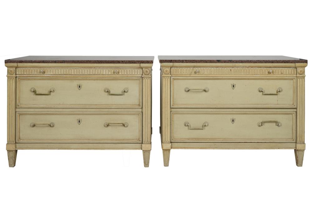 PAIR OF BAKER PAINTED END TABLES OR
