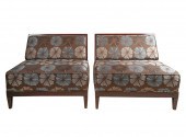 PAIR OF BAKER UPHOLSTERED LOUN