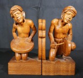 PAIR OF BALINESE CARVED TEAK F