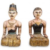 PAIR OF BALINESE LACQUERED WOO