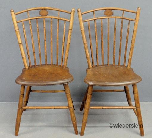 Pair of bamboo turned bird-cage