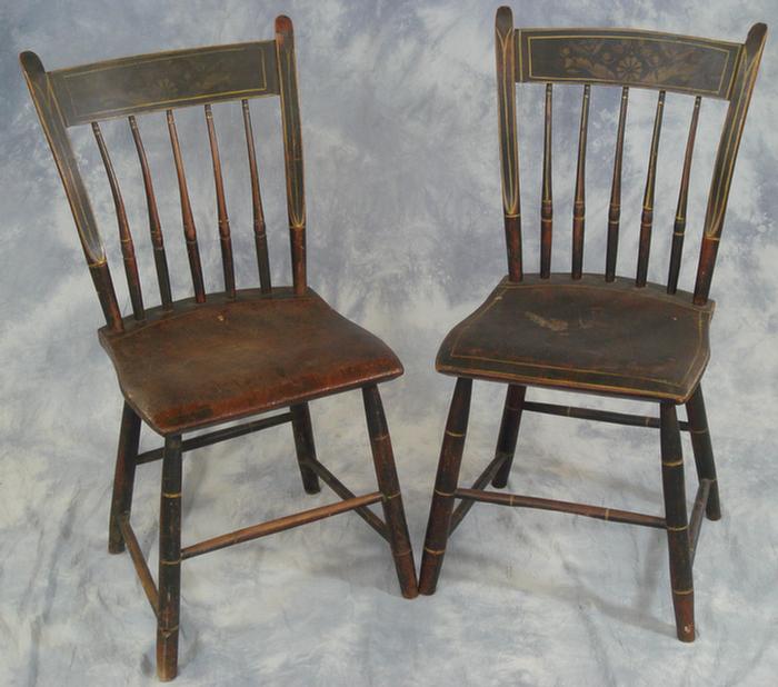 Pair of bamboo turned plank seat