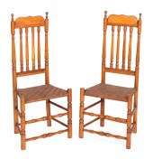 PAIR OF BANISTER-BACK SIDE CHA