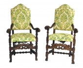 PAIR OF BAROQUE CARVED ARMCHAI