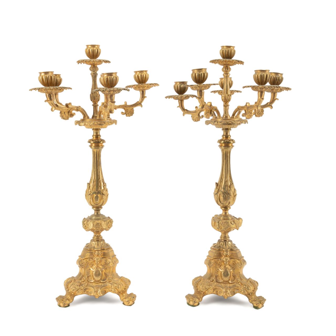 PAIR OF BAROQUE REVIVAL GILT BRONZE