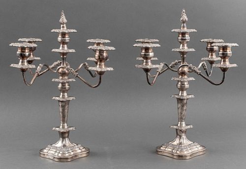 PAIR OF BAROQUE REVIVAL SILVERPLATE