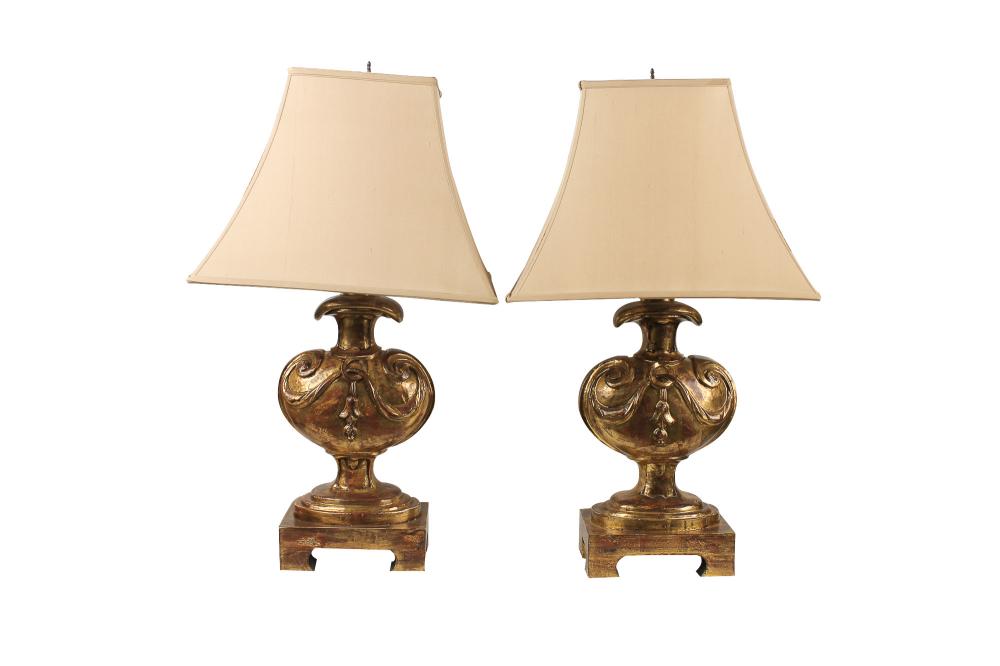 PAIR OF BAROQUE STYLE CARVED & GILT