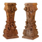 PAIR OF BAROQUE-STYLE CARVED M