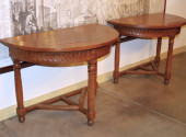 PAIR OF BAROQUE STYLE OAK DEMI