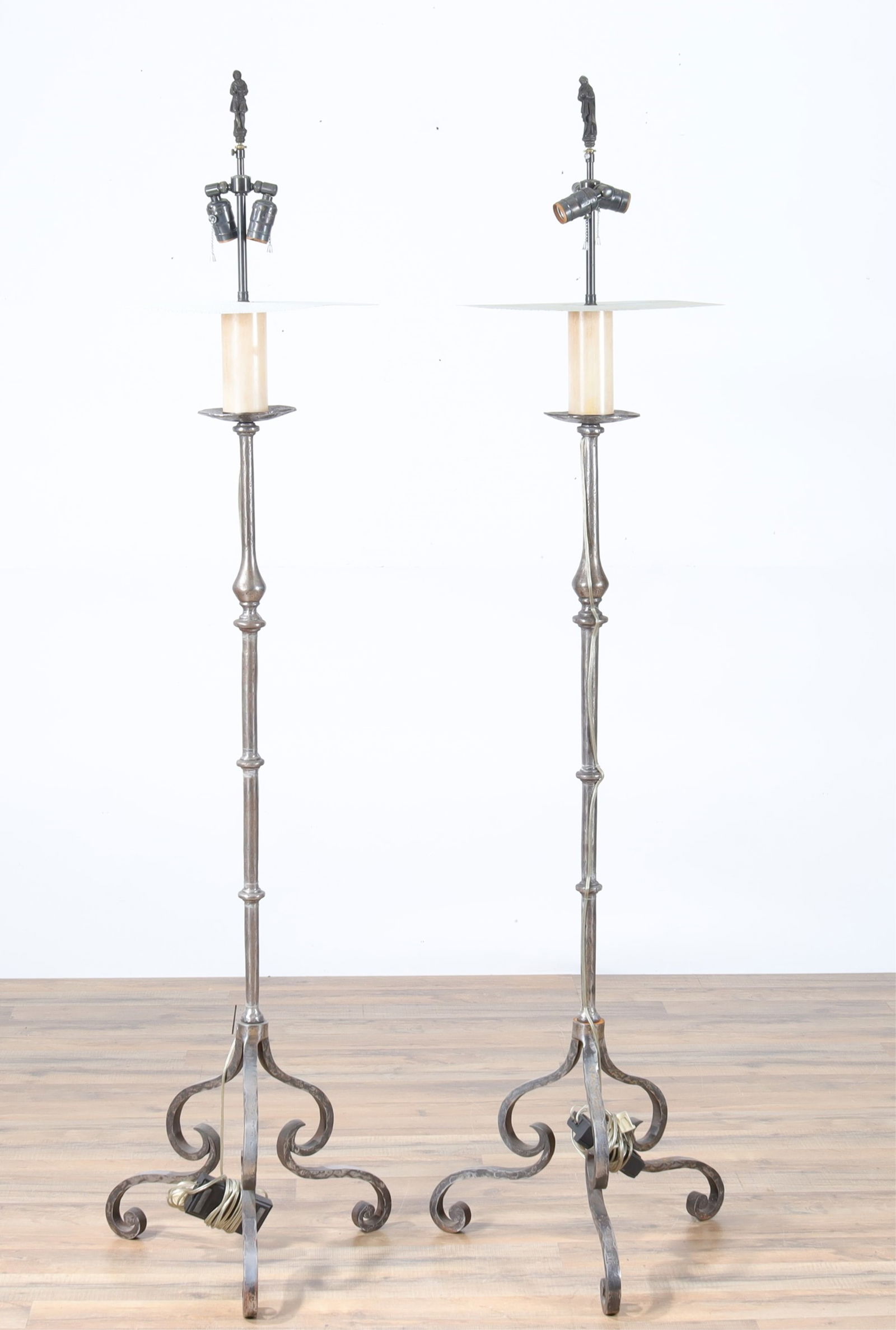 PAIR OF BAROQUE STYLE POLISHED IRON
