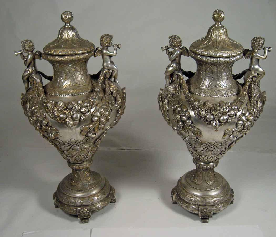 Pair of baroque style silvered