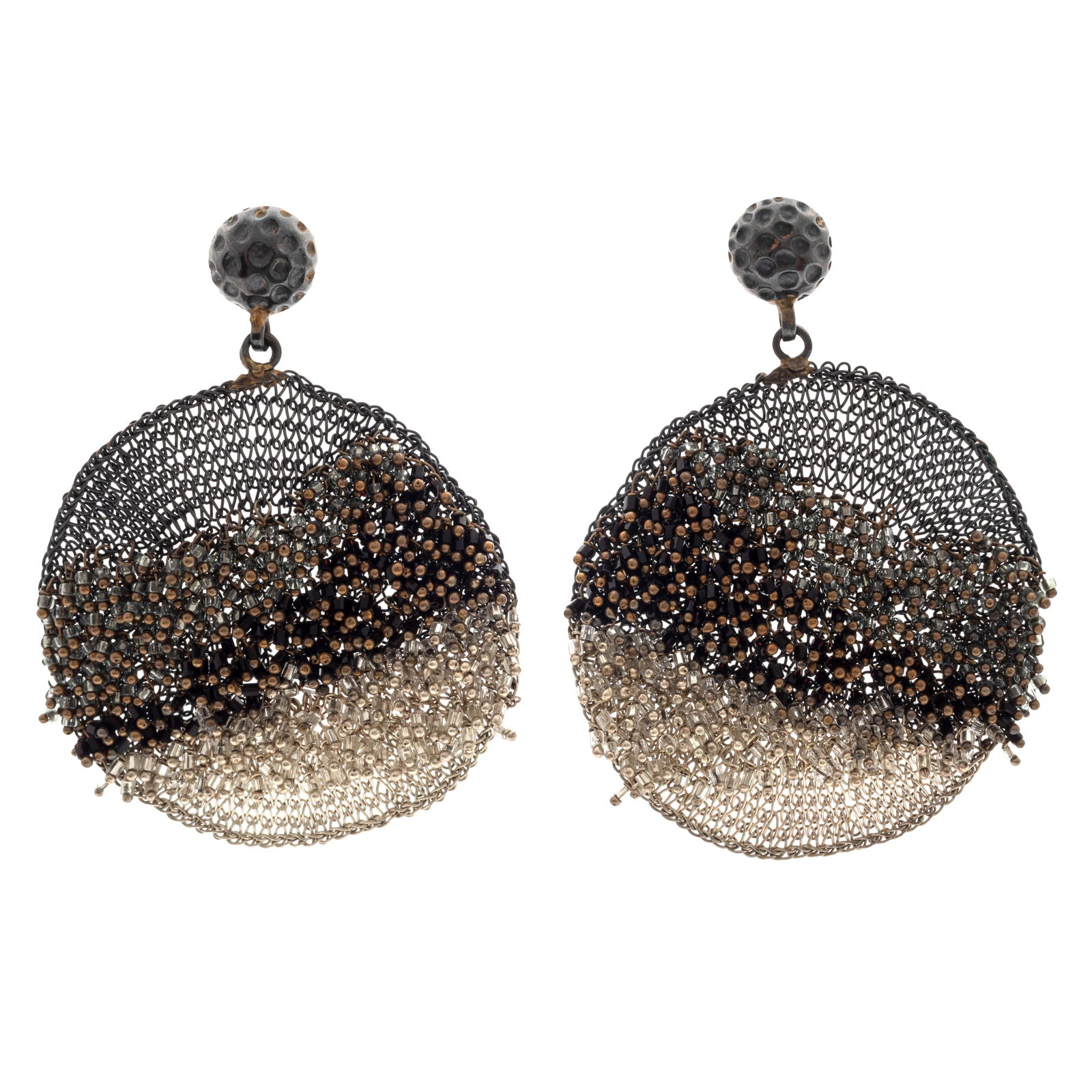 PAIR OF BEAD, MESH EARRINGS, MILENA