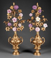 PAIR OF BEAUX ARTS BRONZE URNS