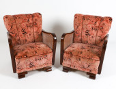 PAIR OF BEECH & CANE ART DECO