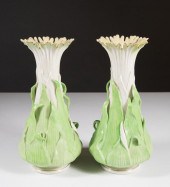 PAIR OF BELLEEK BLACK MARK PAR