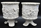 PAIR OF BELLEEK NAIADS JARDINI