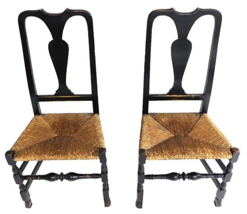 PAIR OF BENCH MADE SIDE CHAIRS WITH