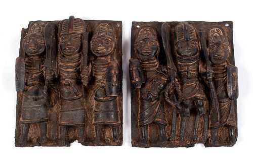PAIR OF BENIN BRONZE PLAQUESPAIR OF
