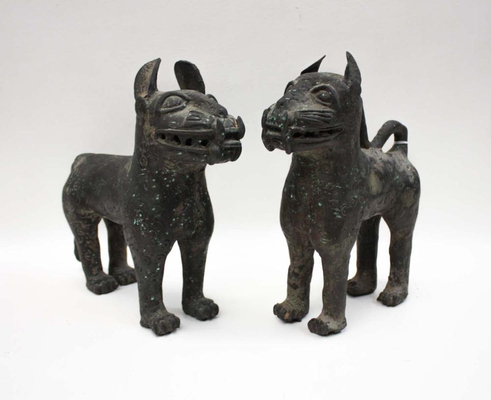 PAIR OF BENIN BRONZE STYLE