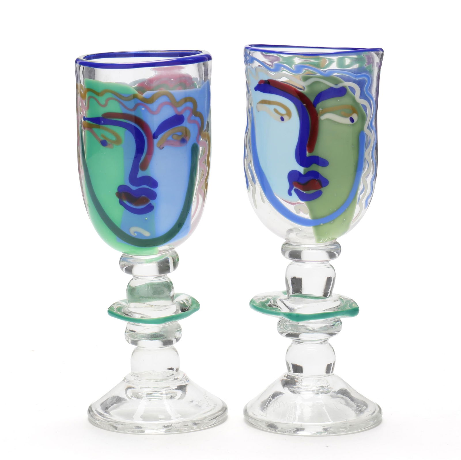 PAIR OF BERNSTEIN (NC) GLASS FACE