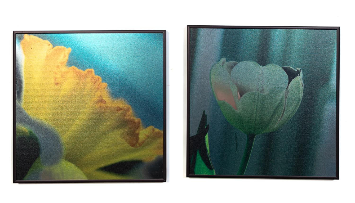 PAIR OF BETTY EDGE METAL FLORAL