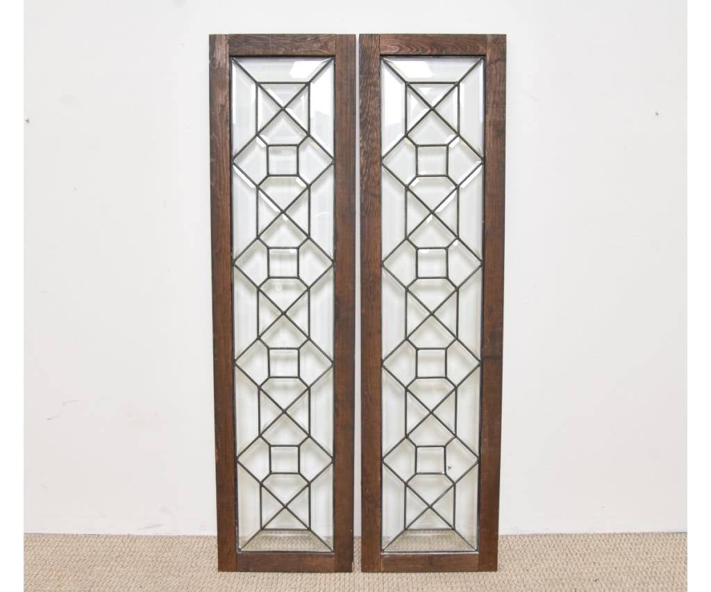 Pair of beveled glass leaded doors,